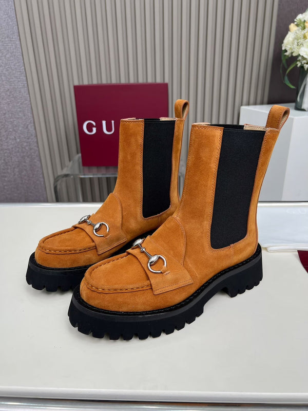 Gucci Ankle Boot with Horsebit Light Brown Suede 476795