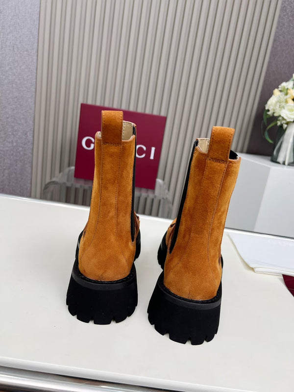 Gucci Ankle Boot with Horsebit Light Brown Suede 476795
