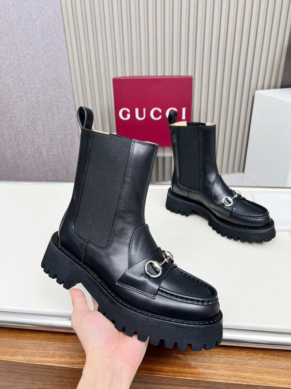 Gucci Ankle Boot with Horsebit Black Cowhide 476793