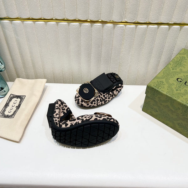 GG BALLET SUPER SLIM LEOPARD PATTERN LAMBSKIN