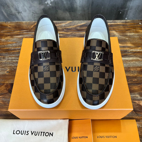 LV LOAFER CHOCOLATE BROWN DAMIER CANVAS AND CALFSKIN
