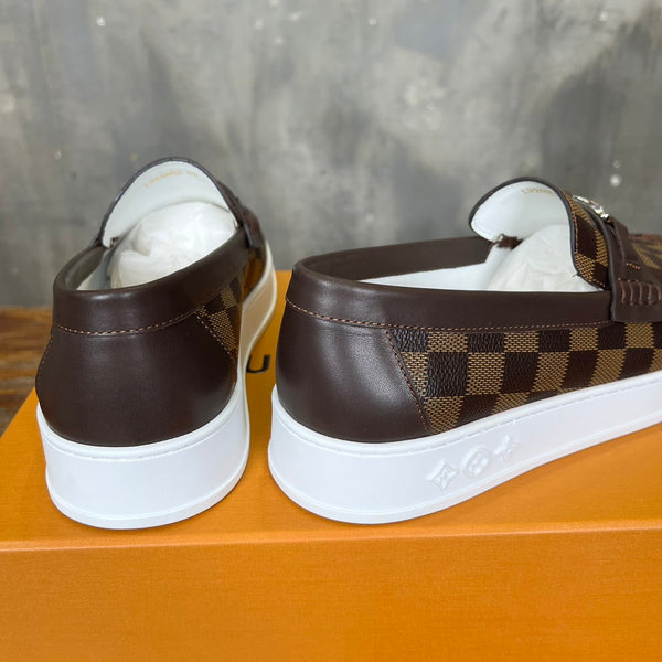 LV LOAFER CHOCOLATE BROWN DAMIER CANVAS AND CALFSKIN