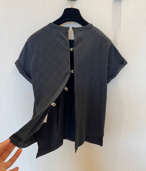 CC 2025 Open-back T-shirt Black Cotton