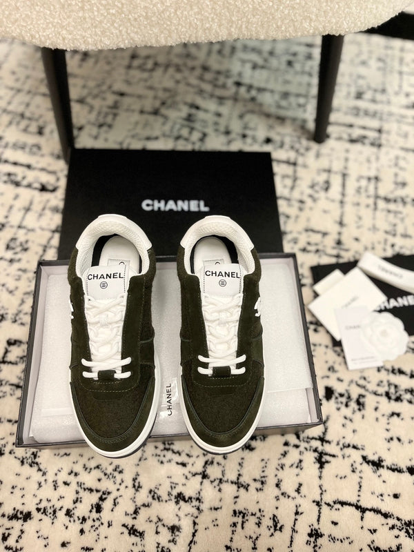 cc sneaker khaki velvet dark green suede