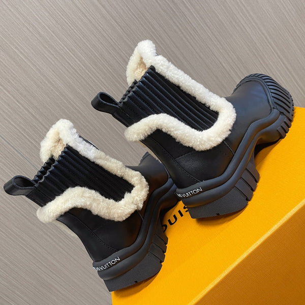 LV Ruby Flat Ankle Boot 50mm Glossy Black Cowhide