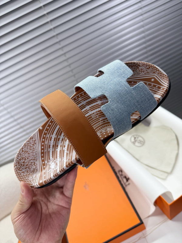 HM Chypre Sandal Demin Blue mix Caramel Brown Demin with Cowhide 205490