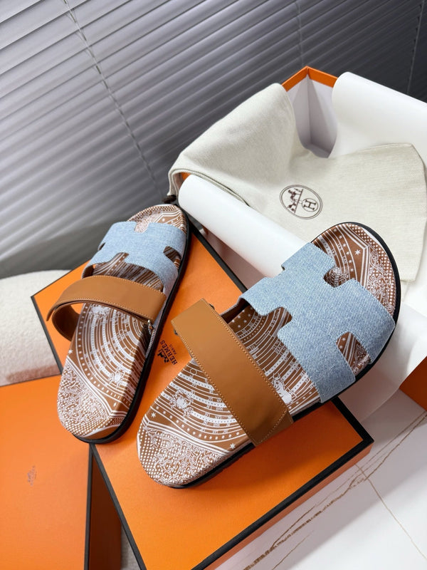 HM Chypre Sandal Demin Blue mix Caramel Brown Demin with Cowhide 205490