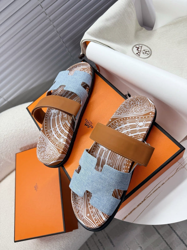 HM Chypre Sandal Demin Blue mix Caramel Brown Demin with Cowhide 205490