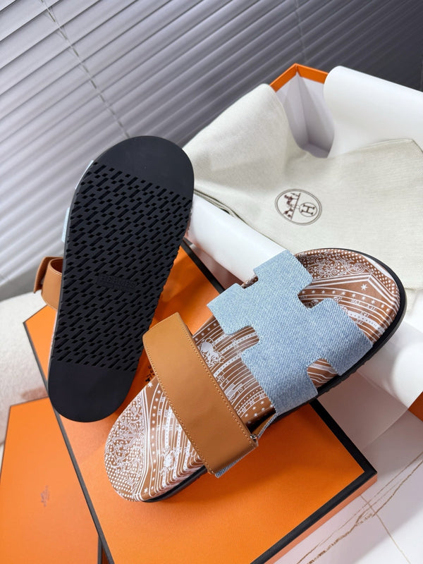 HM Chypre Sandal Demin Blue mix Caramel Brown Demin with Cowhide 205490