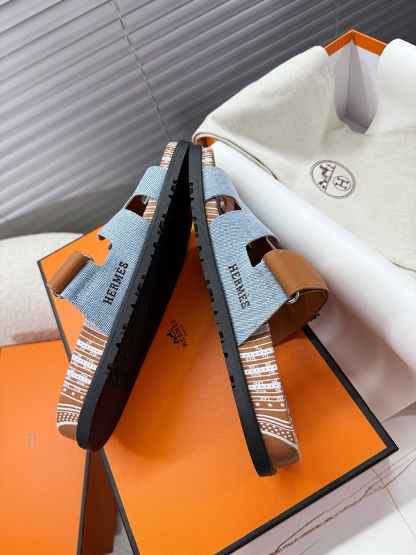 HM Chypre Sandal Demin Blue mix Caramel Brown Demin with Cowhide 205490