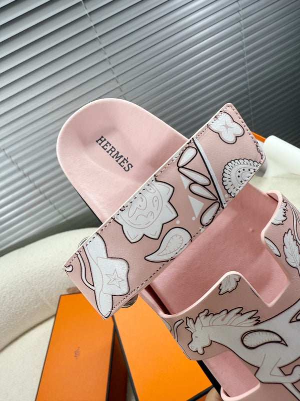 HM Chypre Sandal Pink pastel Pattern Cowhide 205492