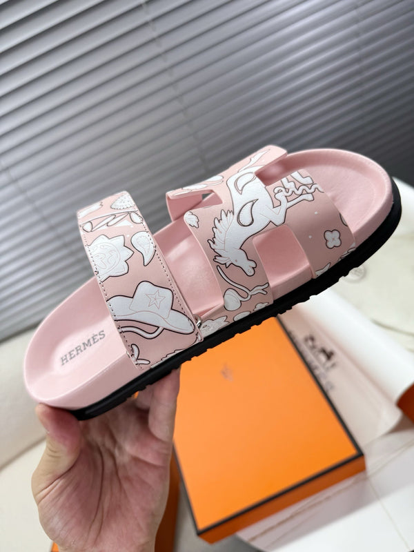HM Chypre Sandal Pink pastel Pattern Cowhide 205492