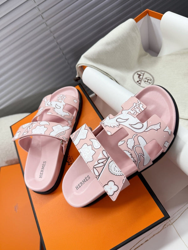 HM Chypre Sandal Pink pastel Pattern Cowhide 205492