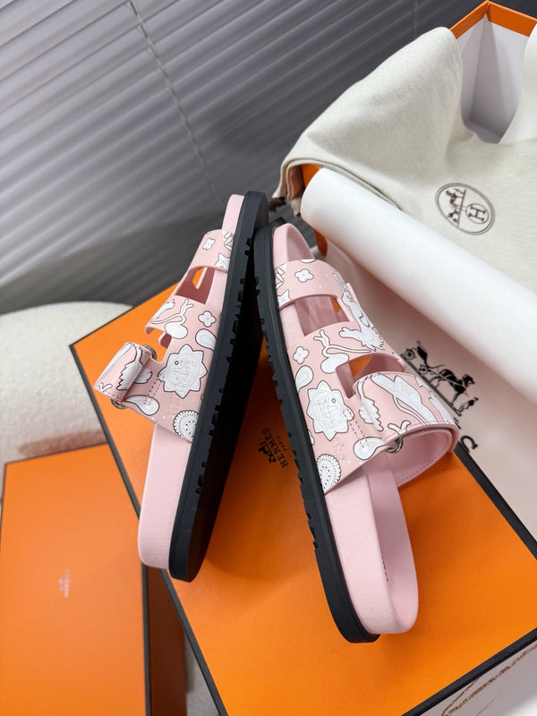 HM Chypre Sandal Pink pastel Pattern Cowhide 205492