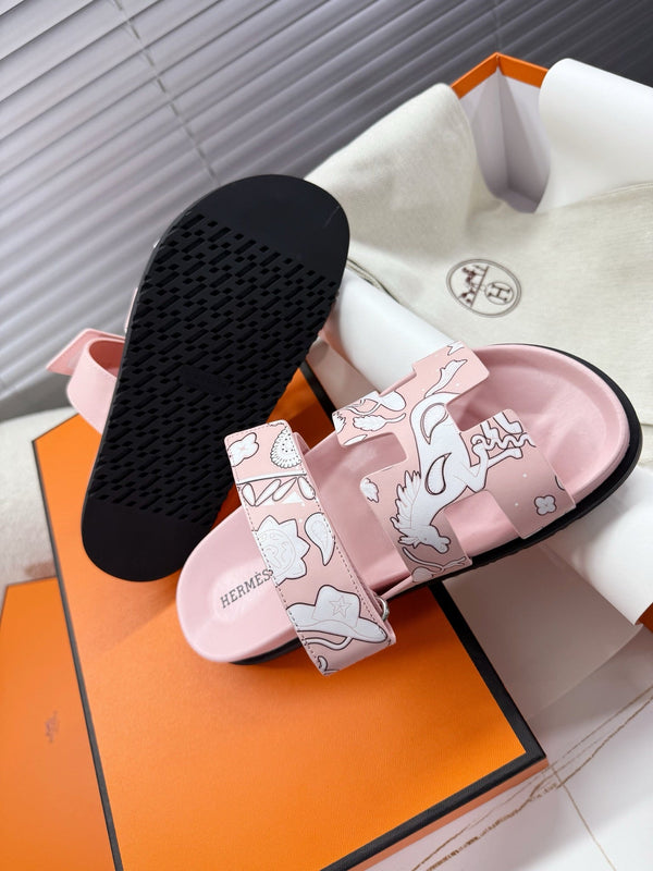 HM Chypre Sandal Pink pastel Pattern Cowhide 205492