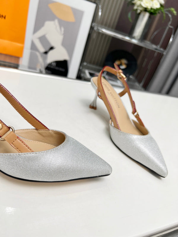 LV Blossom Slingback Pump 55mm Tessuto ricamato bianco 218286