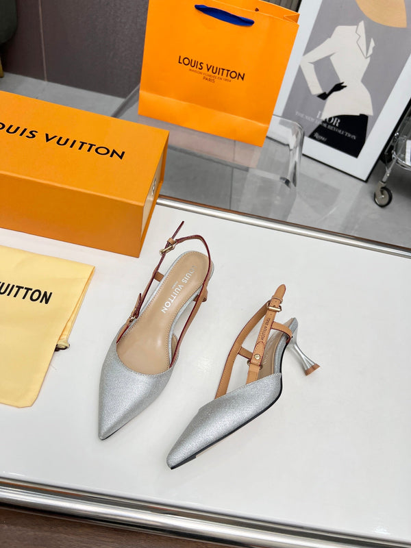 LV Blossom Slingback Pump 55mm Tessuto ricamato bianco 218286