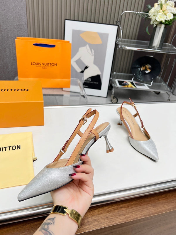 LV Blossom Slingback Pump 55mm Tessuto ricamato bianco 218286
