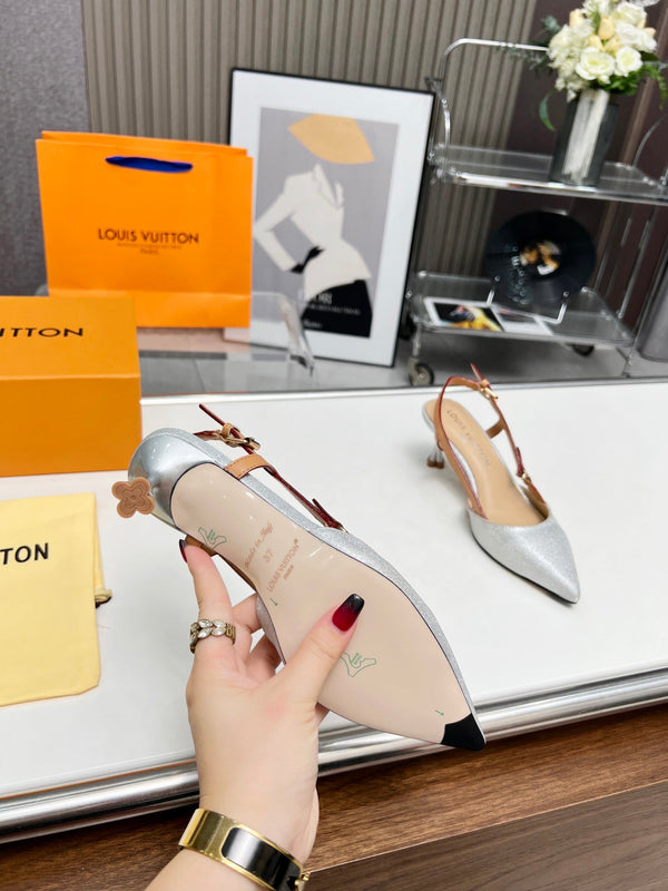 LV Blossom Slingback Pump 55mm Tessuto ricamato bianco 218286