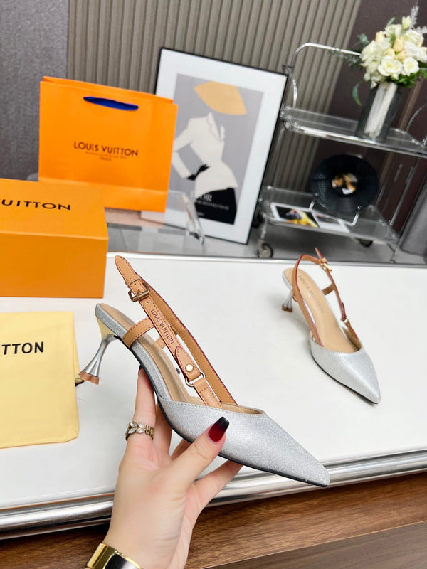 LV Blossom Slingback Pump 55mm Tessuto ricamato bianco 218286