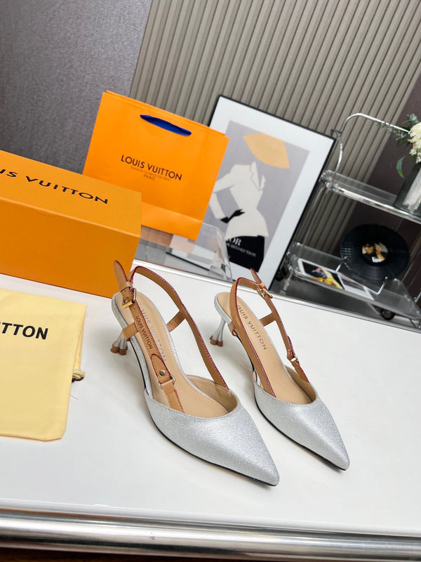 LV Blossom Slingback Pump 55mm Tessuto ricamato bianco 218286