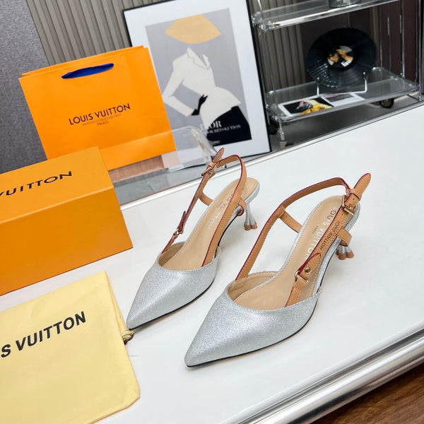 LV Blossom Slingback Pump 55mm Tessuto ricamato bianco 218286