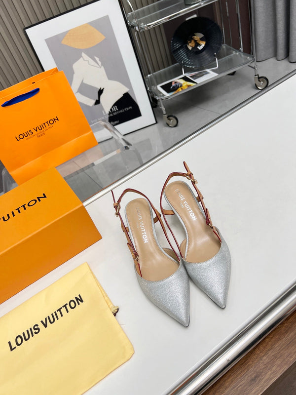 LV Blossom Slingback Pump 55mm Tessuto ricamato bianco 218286