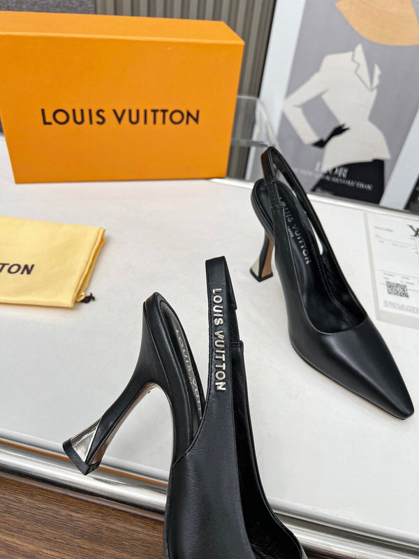 LV Spake Slingback 8.5CM Pelle di vitello nera 218295