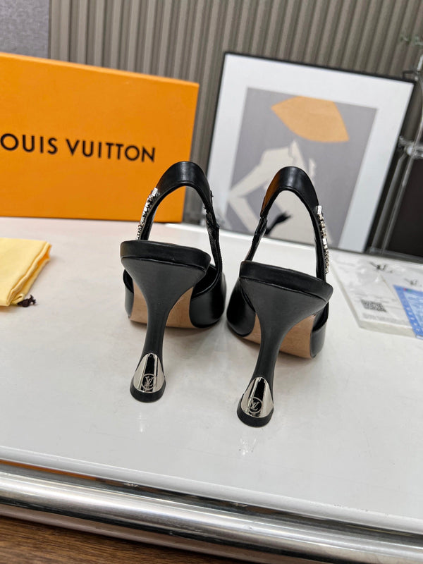 LV Spake Slingback 8.5CM Pelle di vitello nera 218295