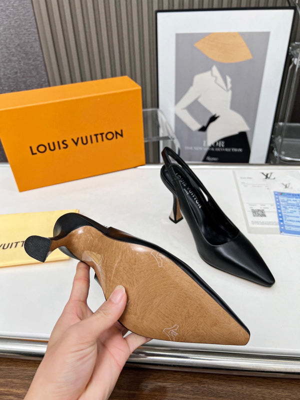 LV Spake Slingback 8.5CM Pelle di vitello nera 218295