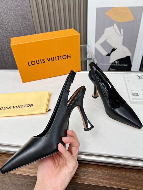 LV Spake Slingback 8.5CM Pelle di vitello nera 218295