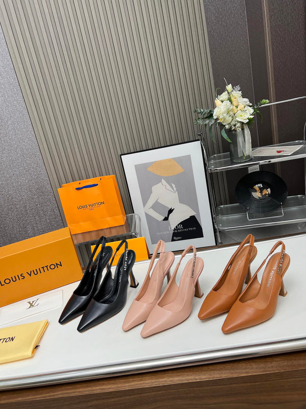 LV Spake Slingback 8.5CM Pelle di vitello nera 218295