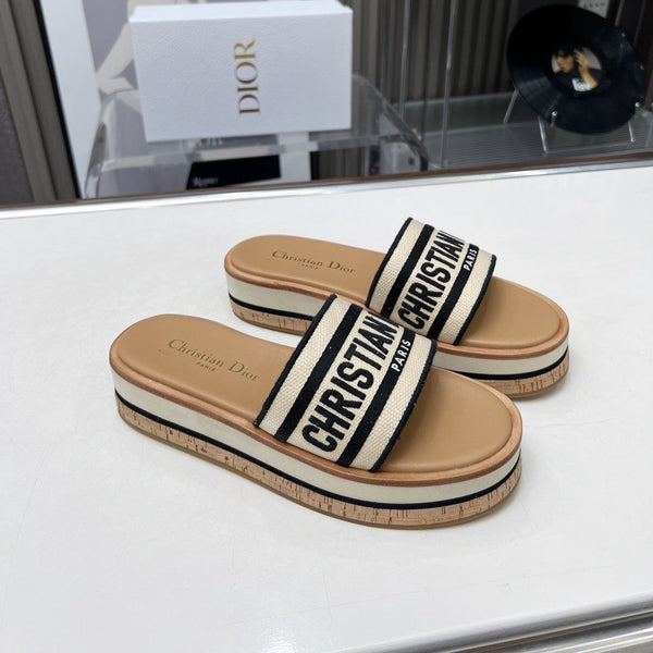 CD Dway 40 Brown Canvas Platform Sandal 218500