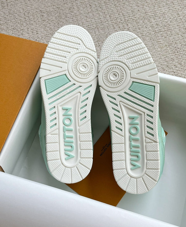 LV TRAINER SHOES SKY BLUE GRAINED CALFSKIN