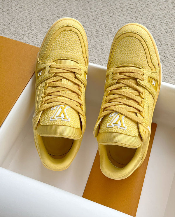 LV TRAINER SHOES LIGHT YELLOW GRAINED CALFSKIN