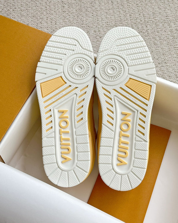 LV TRAINER SHOES LIGHT YELLOW GRAINED CALFSKIN
