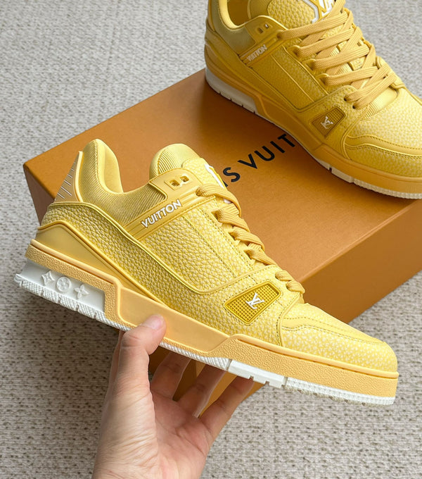 LV TRAINER SHOES LIGHT YELLOW GRAINED CALFSKIN