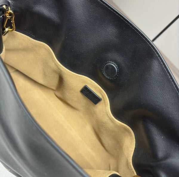 Loew Medium Flamenco Clutch 30cm Black Lambskin