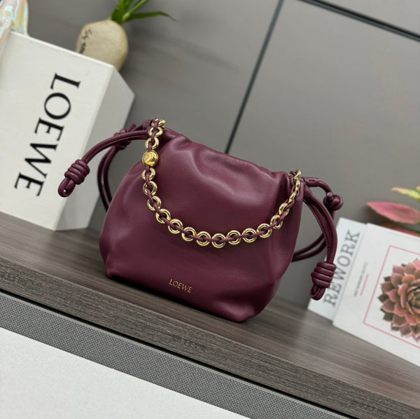 Loewe Flamenco Purse 23 Burgundy Lambskin Ghw