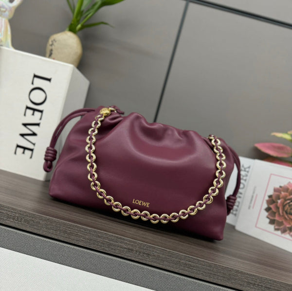 Loewe Flamenco Purse 30 Burgundy Lambskin Ghw