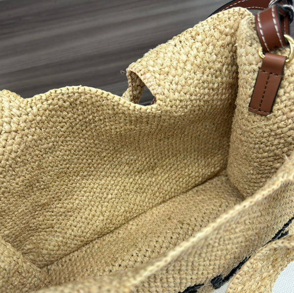 Loew Font Tote 24cm Beige Raffia