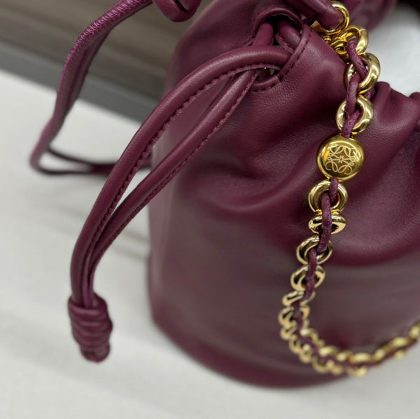 Loewe Flamenco Purse Bucket 32 Burgundy Lambskin Ghw