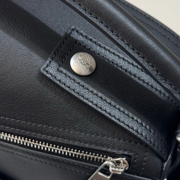 Loew Puzzle Biker Shoulder Bag 24cm Black Cowhide