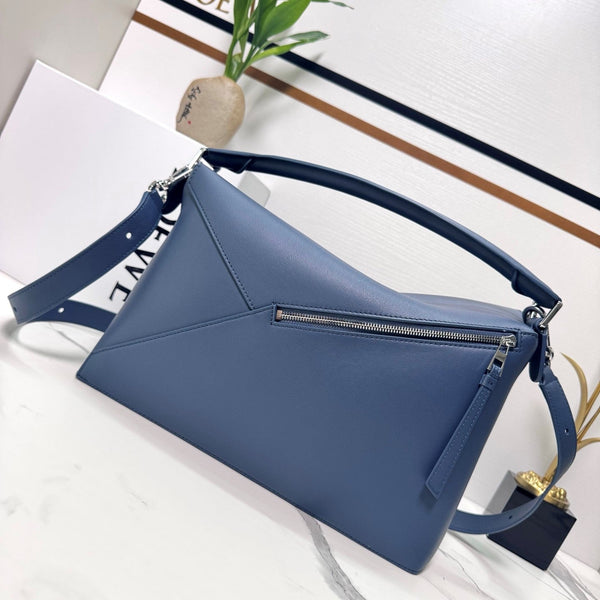 Loew Puzzle Edge Large Bag 33cm Indigo Dye Calfskin