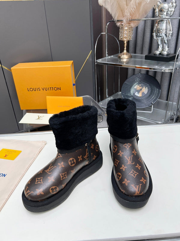 LV Aspen Platform Ankle Boot Dark Brown Monogram Cowhide