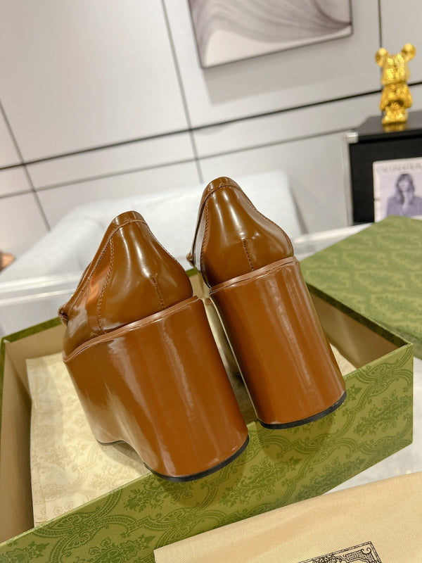 GG HORSEBIT PLATFORM LOAFER GLOSSY COPPER CALFSKIN