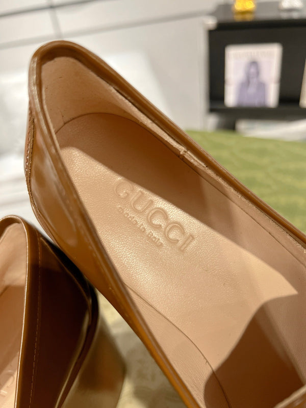 GG HORSEBIT PLATFORM LOAFER GLOSSY COPPER CALFSKIN