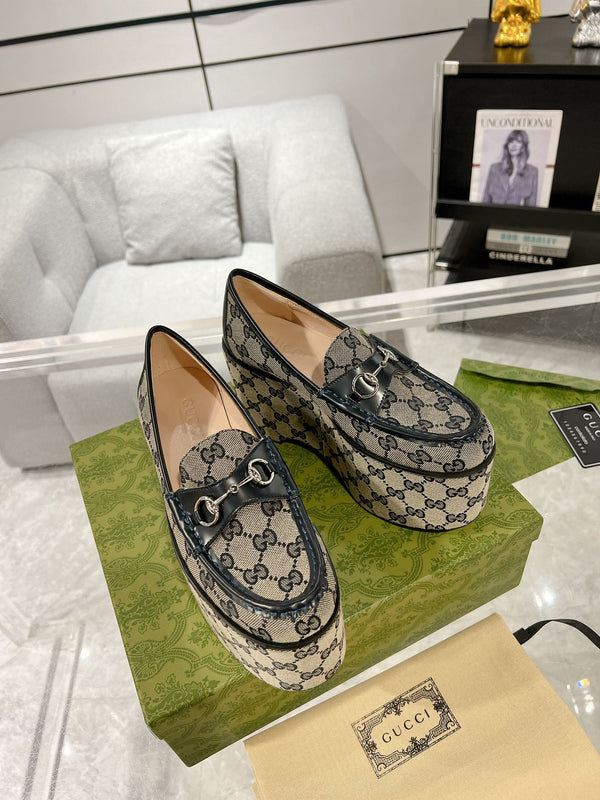 GG HORSEBIT PLATFORM LOAFER BLACK CALFSKIN