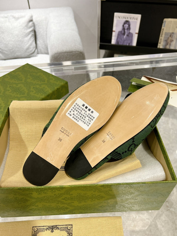 GG & ADIDAS MULE HORSEBIT BUCKLE DARK GREEN CANVAS