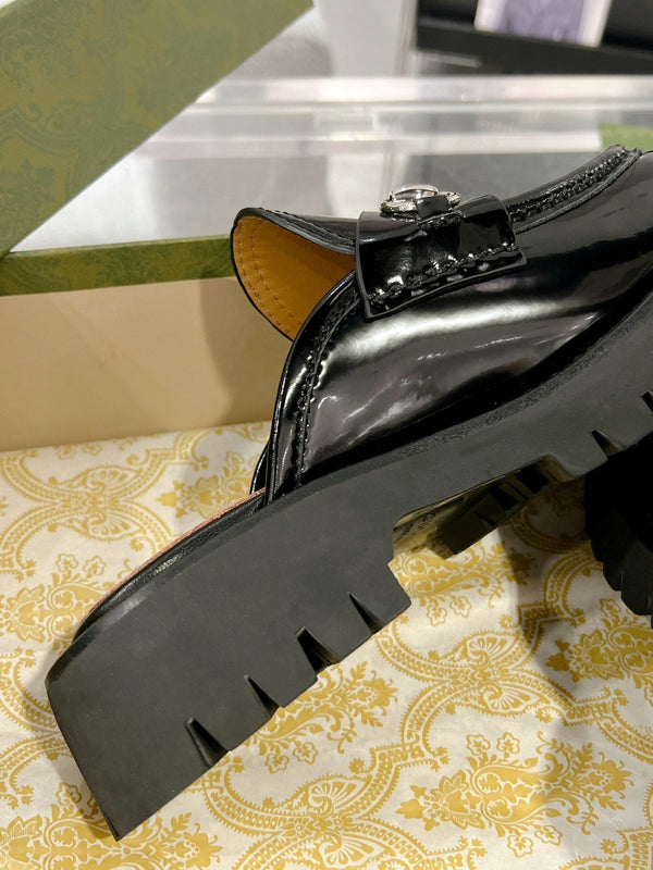 GG MULE WITH HORSEBIT GLOSSY BLACK CALFSKIN